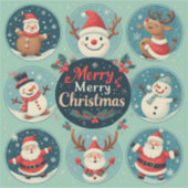 Feestelijke vrolijke kerstkaart sticker (Voorkant)