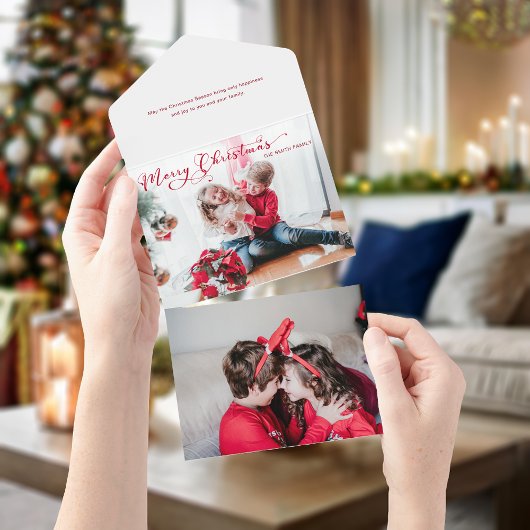 Feestelijke vrolijke kerstkalligrafie Foto All In One Uitnodiging