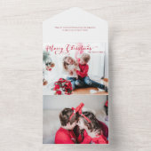 Feestelijke vrolijke kerstkalligrafie Foto All In One Uitnodiging (Binnen)