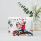 Feestelijke vrolijke kerstkalligrafie Foto Feestdagenkaart (Staand voorkant)