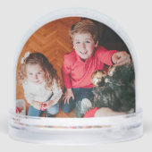 Feestelijke vrolijke kerstkalligrafie Foto Sneeuwbol (Achterkant)