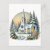 Feestelijke vrolijke kerstkerk feestdagenkaart (Voorkant)