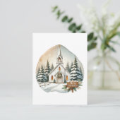 Feestelijke vrolijke kerstkerk feestdagenkaart (Staand voorkant)