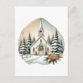 Feestelijke vrolijke kerstkerk feestdagenkaart (Voorkant)