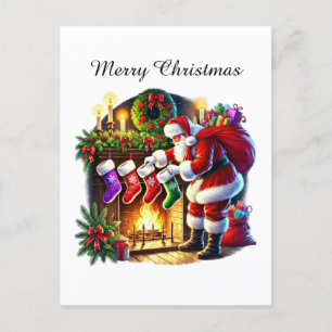 Feestelijke vrolijke kerstman feestdagenkaart