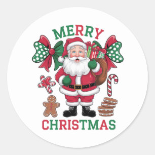 Feestelijke vrolijke kerstman Kerstmis Ronde Sticker