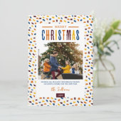 Feestelijke Vrolijke Kerstmis 4 Foto Feestdagenkaart (Staand voorkant)