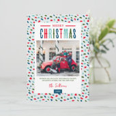 Feestelijke Vrolijke Kerstmis 4 Foto Feestdagenkaart (Staand voorkant)