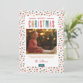 Feestelijke Vrolijke Kerstmis 4 Foto Feestdagenkaart (Staand voorkant)