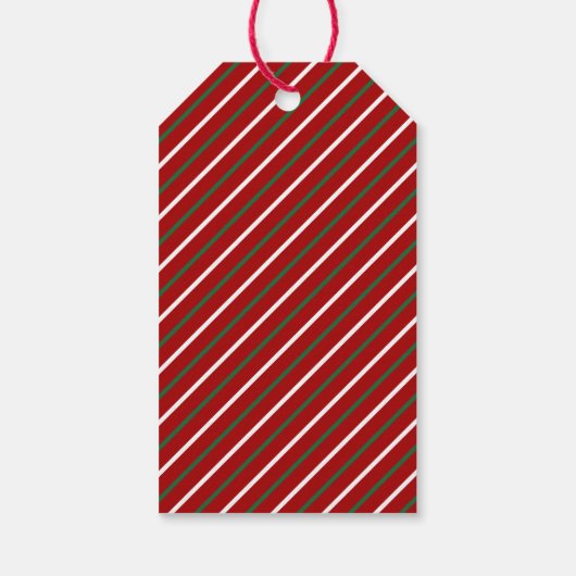 Feestelijke Vrolijke Kerstmis Gestreept Rood Cadeaulabel (Achterkant)
