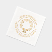 Feestelijke Vrolijke Kerstmis Groet Krans Naam Folie Servetten (Links)