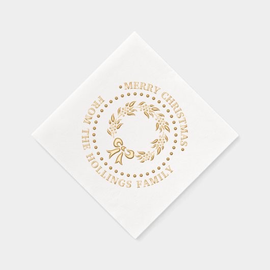 Feestelijke Vrolijke Kerstmis Groet Krans Naam Folie Servetten (Rechts)