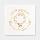 Feestelijke Vrolijke Kerstmis Groet Krans Naam Folie Servetten (Voorkant)