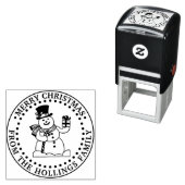 Feestelijke Vrolijke Kerstmis Groet Sneeuwman Naam Zelfinktende Stempel (In situ)