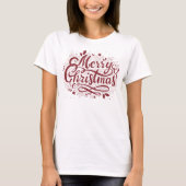 Feestelijke Vrolijke Kerstmis Moderne Script Vakan T-shirt (Voorkant)