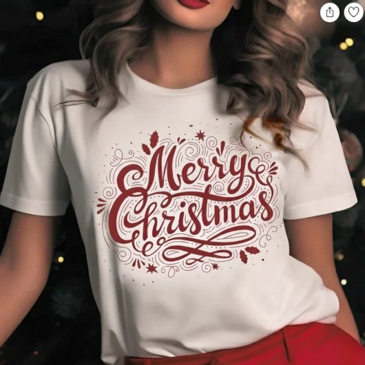 Feestelijke Vrolijke Kerstmis Moderne Script Vakan T-shirt