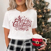 Feestelijke Vrolijke Kerstmis Moderne Script Vakan T-shirt