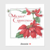 Feestelijke Vrolijke Kerstmis Poinsettias Sticker (Vel)