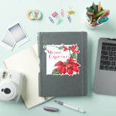 Feestelijke Vrolijke Kerstmis Poinsettias Sticker (iPad Cover)