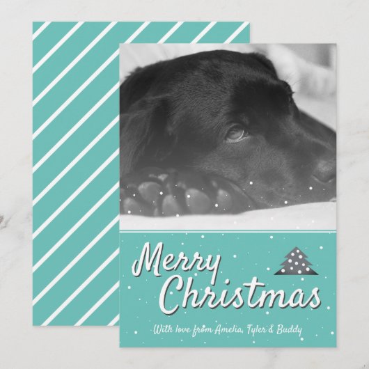 Feestelijke Vrolijke Kerstmis Snowflake Pet Dog Fo Feestdagenkaart (Voorkant / Achterkant)