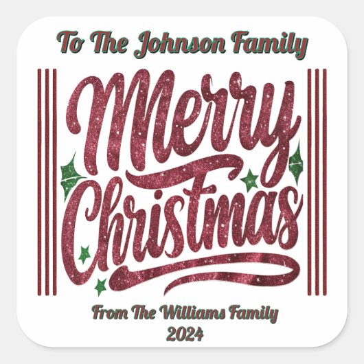 Feestelijke Vrolijke Kerstmis Sticker (Voorkant)