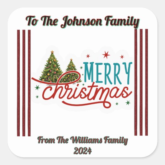 Feestelijke Vrolijke Kerstmis Sticker (Voorkant)