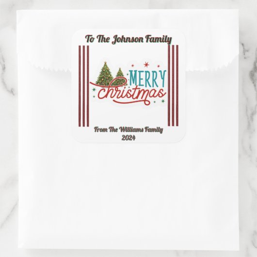 Feestelijke Vrolijke Kerstmis Sticker (Tas)