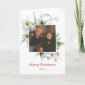 Feestelijke Vrolijke Kerstmis Winter Greenery Foto Feestdagen Kaart (Voorkant)