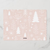 Feestelijke Vrolijke Kerstmis Zilveren Sneeuw Foto Folie Feestdagenkaart (Achterkant)