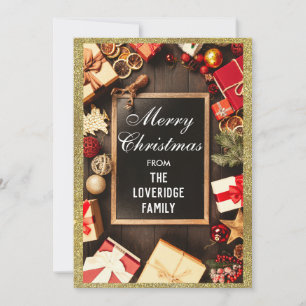 Feestelijke vrolijke kerstvakantie feest gouden gl feestdagenkaart
