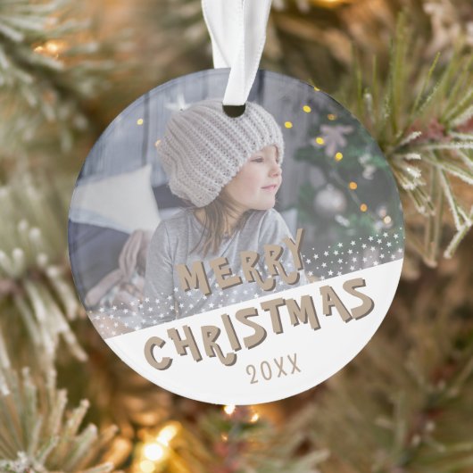 Feestelijke Vrolijke Kerstvakantie Keepsake Foto Ornament (Boom)