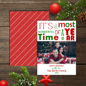 Feestelijke vrolijke rode groene kerst foto feestdagenkaart