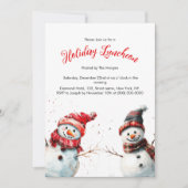 Feestelijke vrolijke Sneeuwman Vakantie Lunch Kaart (Voorkant)