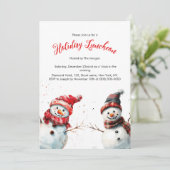 Feestelijke vrolijke Sneeuwman Vakantie Lunch Kaart (Staand voorkant)