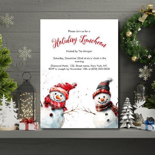 Feestelijke vrolijke Sneeuwman Vakantie Lunch Kaart