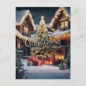 Feestelijke vrolijkheid: Cadeaus sieren een huis Briefkaart (Voorkant)