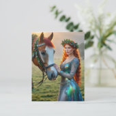 Feestelijke vrouw en haar paard Kerstmis Briefkaart (Staand voorkant)