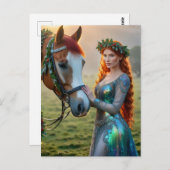 Feestelijke vrouw en haar paard Kerstmis Briefkaart (Voorkant / Achterkant)