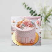 FEESTELIJKE & VROUWELIJKE ROZE BLOEMEN VERJAARDAG KAART (Staand voorkant)