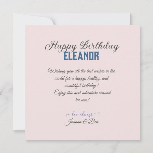 FEESTELIJKE & VROUWELIJKE ROZE BLOEMEN VERJAARDAG KAART (Achterkant)