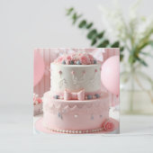 FEESTELIJKE & VROUWELIJKE ROZE & WITTE BLOEMEN VER KAART (Staand voorkant)