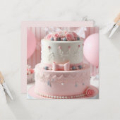 FEESTELIJKE & VROUWELIJKE ROZE & WITTE BLOEMEN VER KAART (Voorkant / Achterkant in situ)