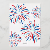 Feestelijke Vuurwerk Feestelijke 4 juli Feest Vier Folie Uitnodiging (Achterkant)