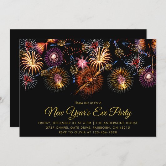 Feestelijke Vuurwerk Oud en Nieuw Feest  Kaart (Voorkant / Achterkant)