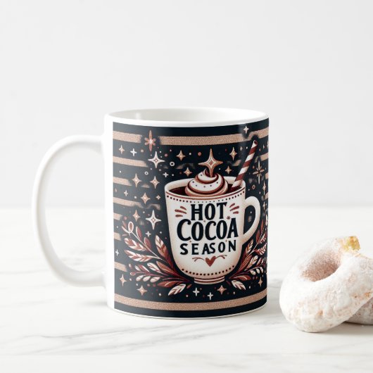 Feestelijke warme cacao illustratie koffiemok (Met donut)