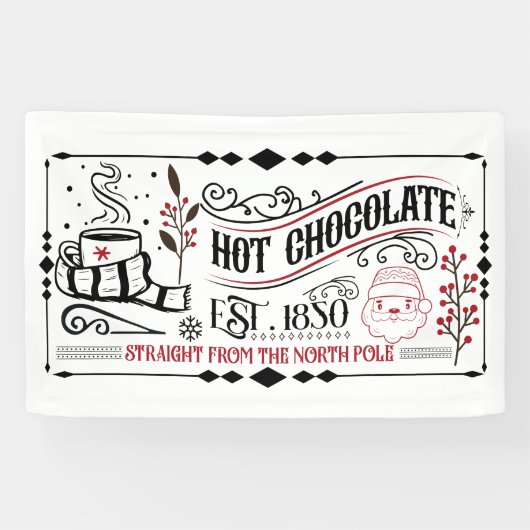 Feestelijke warme chocolademelk Kerstbanner Spandoek (Horizontaal)
