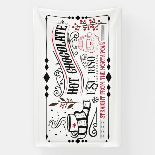 Feestelijke warme chocolademelk Kerstbanner Spandoek (Verticaal)