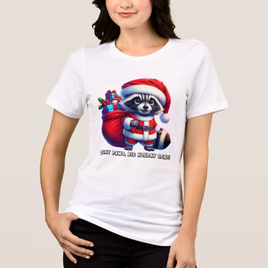 Feestelijke wasbeer in een Santa pak dat gejuich v Tri-Blend Shirt (Voorkant)