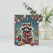 Feestelijke wasbeer in kerstverlichting briefkaart (Staand voorkant)