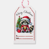 Feestelijke wasbeer Kerst label Cadeaulabel (Voorkant)